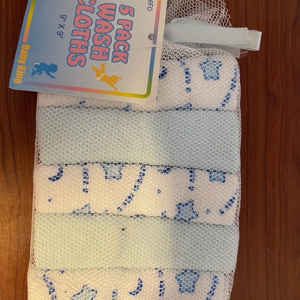 5 Pack 9"x9" Baby King Washcloths